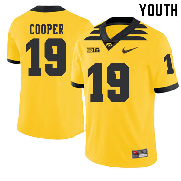 2019 Youth #19 Max Cooper Iowa Hawkeyes College Football Alternate Jerseys Sale-Gold